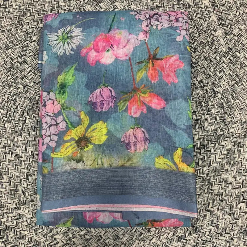 Linen Cotton Saree with Blouse