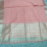 Soft raw silk with thread checks
