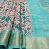 Soft raw silk with Zari Border