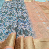 Soft raw silk with Zari Border
