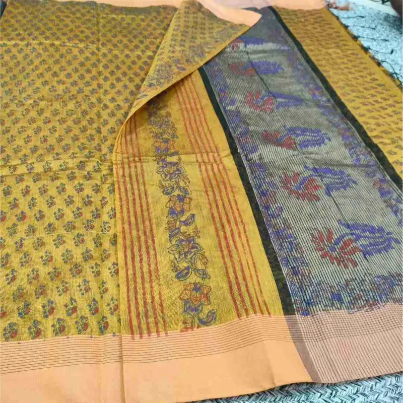 Chanderi Fancy Print Cotton Saree with Blouse - Cotton Saree