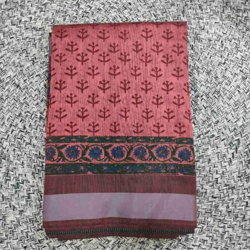 Chanderi Fancy Print Cotton Saree with Blouse - Cotton Saree