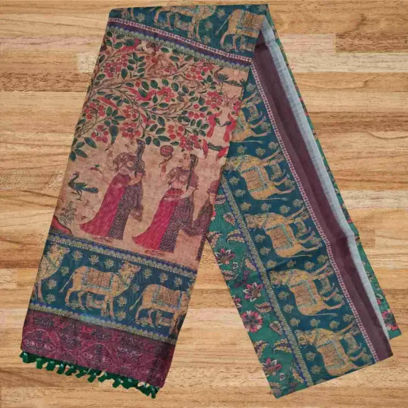 Kalamkari Cotton saree - Green - Kalamkari Cotton