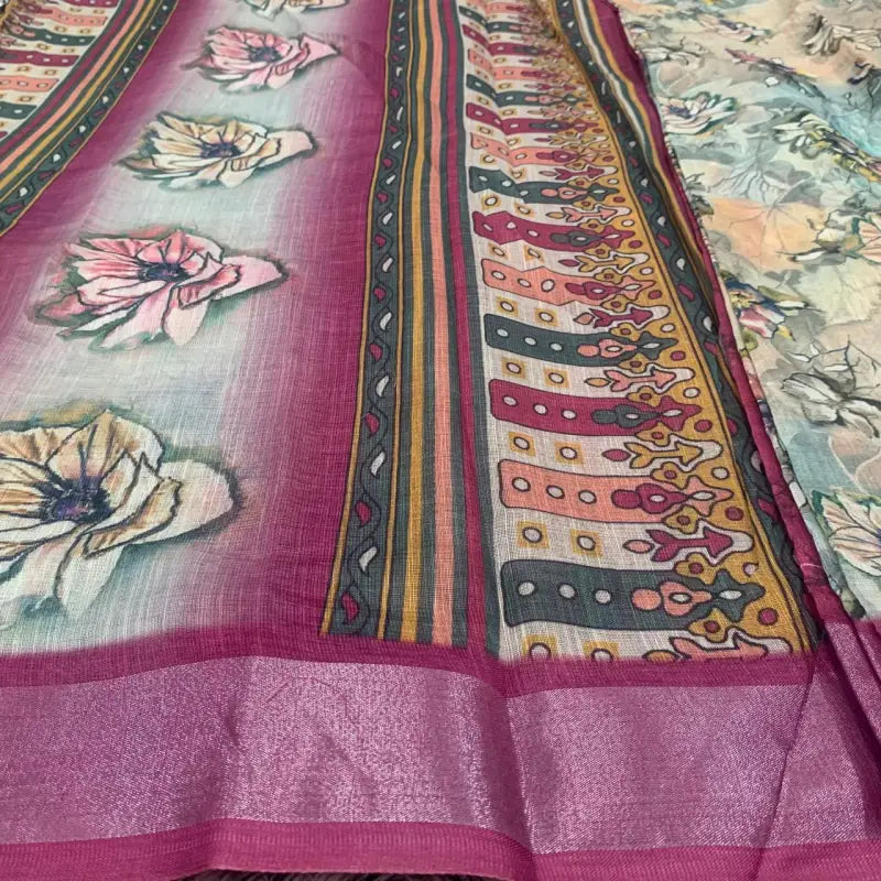 Linen Cotton Saree with Blouse