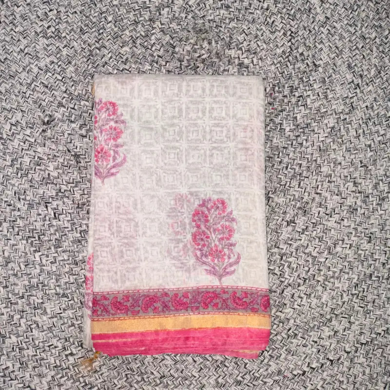 Pashmina Saree with Blouse - Pink - Cotton Saree